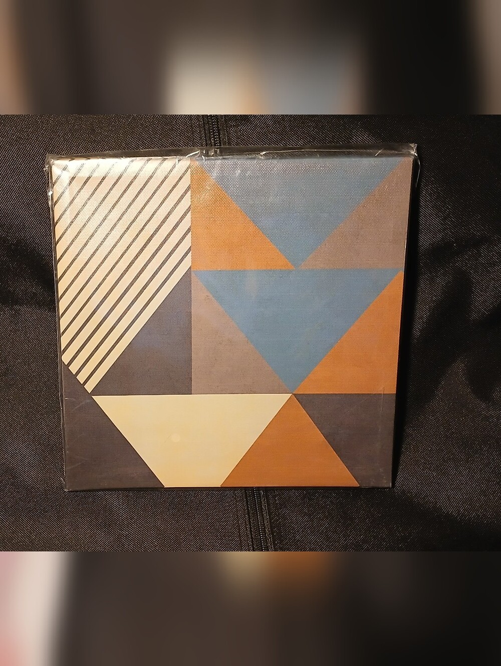 Special Moments Framed Geometric Canvas in Blue, Tan & Cream